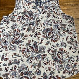 LOFT Paisley Print Tank Top in Cream, Rust & Slate Blue